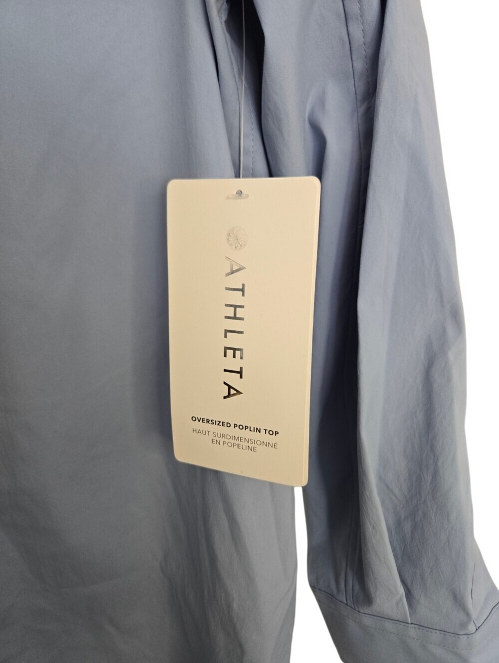 ✨ NWT Athleta Oversized Poplin Button Down Shirt XS Blue Collared Top ✨ - Picture 3 of 5